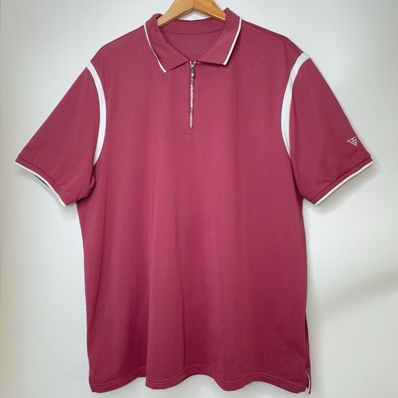 Maelreg Men's Performance‎ Golf Polo  Shirt Burgundy/White Short Sleeve 2XL - Picture 2 of 16